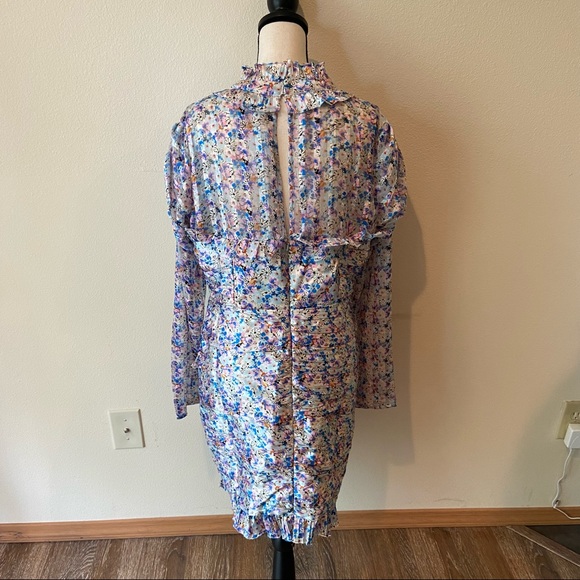 ASOS Design Floral Cupped Tie Neck Structured Ruched Mini - Picture 11 of 12